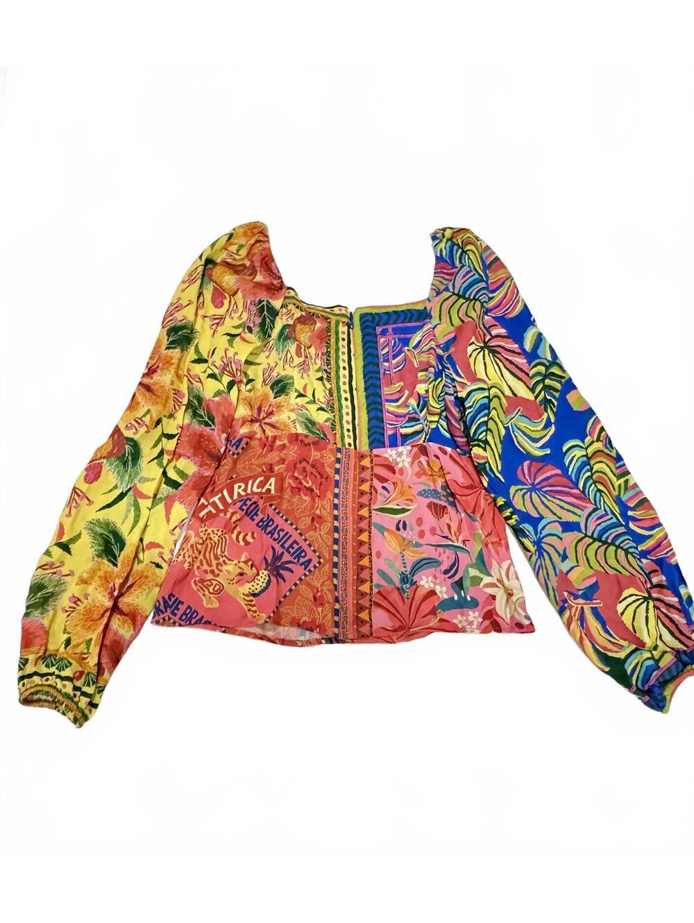 FARM Rio x Anthropologie Tropical Floral Puff Sleeve Blouse XS - Picture 5 of 9